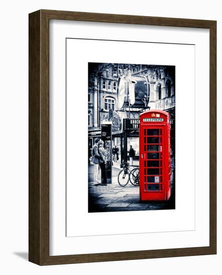 Loving Couple Kissing and Red Telephone Booth - London - UK - England - United Kingdom - Europe-Philippe Hugonnard-Framed Art Print