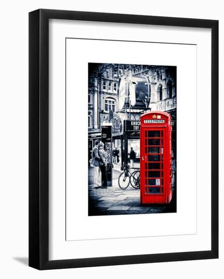 Loving Couple Kissing and Red Telephone Booth - London - UK - England - United Kingdom - Europe-Philippe Hugonnard-Framed Art Print