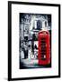 Loving Couple Kissing and Red Telephone Booth - London - UK - England - United Kingdom - Europe-Philippe Hugonnard-Framed Art Print