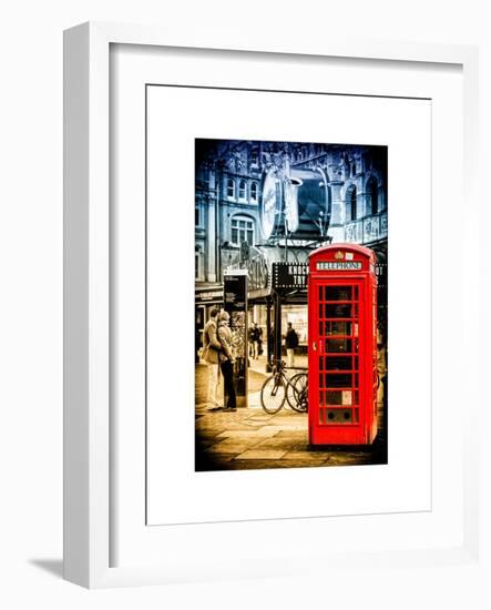 Loving Couple Kissing and Red Telephone Booth - London - UK - England - United Kingdom - Europe-Philippe Hugonnard-Framed Art Print