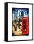 Loving Couple Kissing and Red Telephone Booth - London - UK - England - United Kingdom - Europe-Philippe Hugonnard-Framed Stretched Canvas