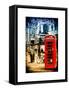 Loving Couple Kissing and Red Telephone Booth - London - UK - England - United Kingdom - Europe-Philippe Hugonnard-Framed Stretched Canvas