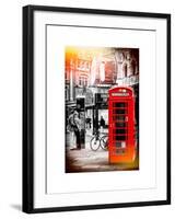 Loving Couple Kissing and Red Telephone Booth - London - UK - England - United Kingdom - Europe-Philippe Hugonnard-Framed Art Print