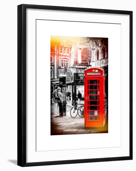 Loving Couple Kissing and Red Telephone Booth - London - UK - England - United Kingdom - Europe-Philippe Hugonnard-Framed Art Print