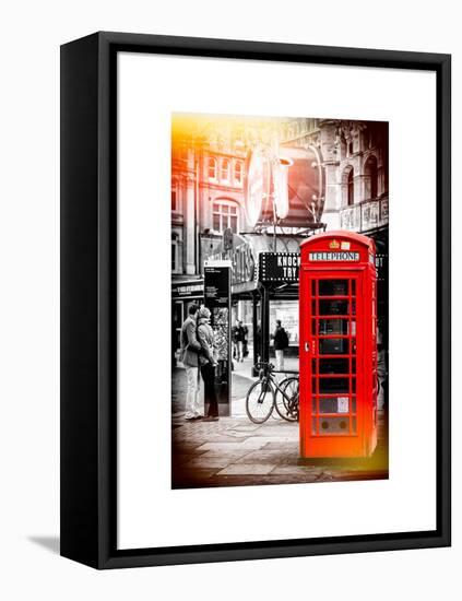 Loving Couple Kissing and Red Telephone Booth - London - UK - England - United Kingdom - Europe-Philippe Hugonnard-Framed Stretched Canvas