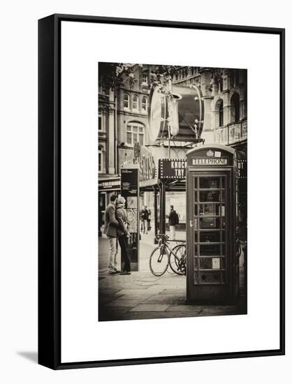 Loving Couple Kissing and Red Telephone Booth - London - UK - England - United Kingdom - Europe-Philippe Hugonnard-Framed Stretched Canvas