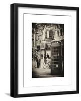 Loving Couple Kissing and Red Telephone Booth - London - UK - England - United Kingdom - Europe-Philippe Hugonnard-Framed Art Print