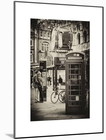 Loving Couple Kissing and Red Telephone Booth - London - UK - England - United Kingdom - Europe-Philippe Hugonnard-Mounted Art Print