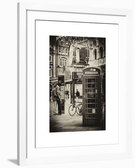 Loving Couple Kissing and Red Telephone Booth - London - UK - England - United Kingdom - Europe-Philippe Hugonnard-Framed Art Print