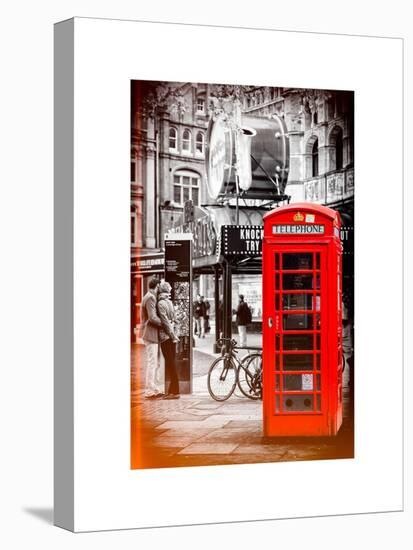 Loving Couple Kissing and Red Telephone Booth - London - UK - England - United Kingdom - Europe-Philippe Hugonnard-Stretched Canvas