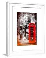 Loving Couple Kissing and Red Telephone Booth - London - UK - England - United Kingdom - Europe-Philippe Hugonnard-Framed Art Print