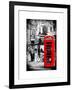 Loving Couple Kissing and Red Telephone Booth - London - UK - England - United Kingdom - Europe-Philippe Hugonnard-Framed Art Print