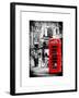 Loving Couple Kissing and Red Telephone Booth - London - UK - England - United Kingdom - Europe-Philippe Hugonnard-Framed Art Print