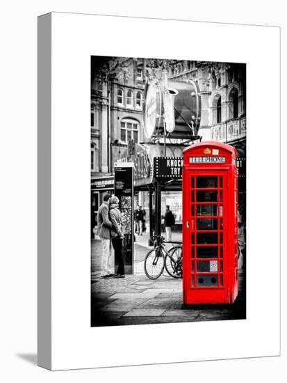 Loving Couple Kissing and Red Telephone Booth - London - UK - England - United Kingdom - Europe-Philippe Hugonnard-Stretched Canvas