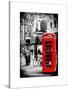 Loving Couple Kissing and Red Telephone Booth - London - UK - England - United Kingdom - Europe-Philippe Hugonnard-Stretched Canvas