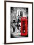 Loving Couple Kissing and Red Telephone Booth - London - UK - England - United Kingdom - Europe-Philippe Hugonnard-Framed Art Print