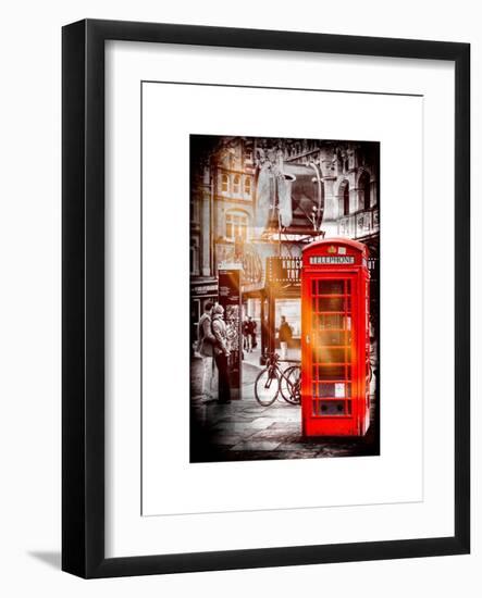 Loving Couple Kissing and Red Telephone Booth - London - UK - England - United Kingdom - Europe-Philippe Hugonnard-Framed Art Print