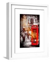 Loving Couple Kissing and Red Telephone Booth - London - UK - England - United Kingdom - Europe-Philippe Hugonnard-Framed Art Print