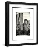 Loving Couple Looking Skyscrapers Central Park Snowy Winter-Philippe Hugonnard-Framed Art Print