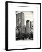 Loving Couple Looking Skyscrapers Central Park Snowy Winter-Philippe Hugonnard-Framed Art Print