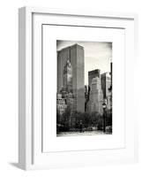 Loving Couple Looking Skyscrapers Central Park Snowy Winter-Philippe Hugonnard-Framed Art Print