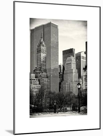 Loving Couple Looking Skyscrapers Central Park Snowy Winter-Philippe Hugonnard-Mounted Art Print