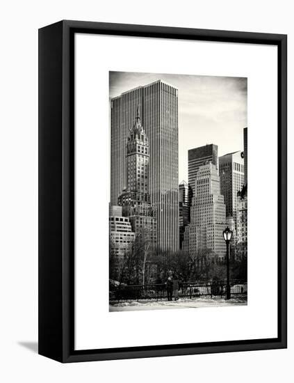 Loving Couple Looking Skyscrapers Central Park Snowy Winter-Philippe Hugonnard-Framed Stretched Canvas