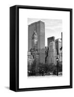 Loving Couple Looking Skyscrapers Central Park Snowy Winter-Philippe Hugonnard-Framed Stretched Canvas