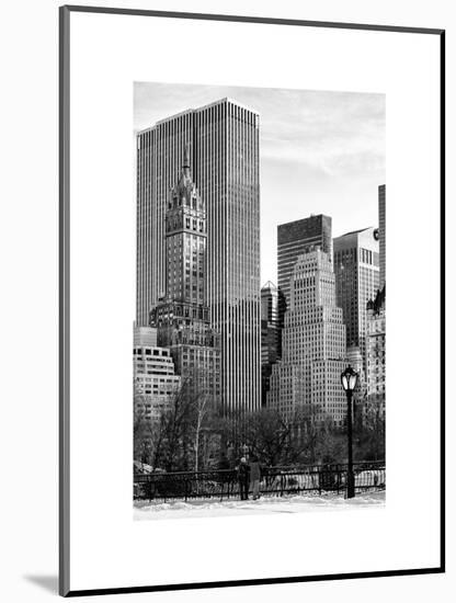 Loving Couple Looking Skyscrapers Central Park Snowy Winter-Philippe Hugonnard-Mounted Art Print
