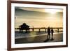 Loving Couple walking along the Beach at Sunset-Philippe Hugonnard-Framed Photographic Print