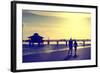 Loving Couple walking along the Beach at Sunset-Philippe Hugonnard-Framed Photographic Print