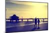 Loving Couple walking along the Beach at Sunset-Philippe Hugonnard-Mounted Photographic Print