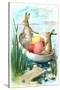 Loving Easter Greetings, Rabbits in Rowboat-null-Stretched Canvas