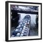 Low Aerials of Citroen Cars on Barge in Unidentified Waterssomewhere in Europe-Ralph Crane-Framed Photographic Print