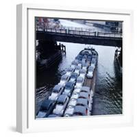 Low Aerials of Citroen Cars on Barge in Unidentified Waterssomewhere in Europe-Ralph Crane-Framed Photographic Print