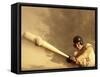 Low Angle View of a Baseball Player Swinging a Baseball Bat-null-Framed Stretched Canvas