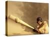 Low Angle View of a Baseball Player Swinging a Baseball Bat-null-Stretched Canvas