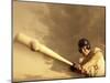 Low Angle View of a Baseball Player Swinging a Baseball Bat-null-Mounted Premium Photographic Print
