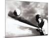 Low Angle View of a Baseball Player Swinging a Baseball Bat-null-Mounted Photographic Print