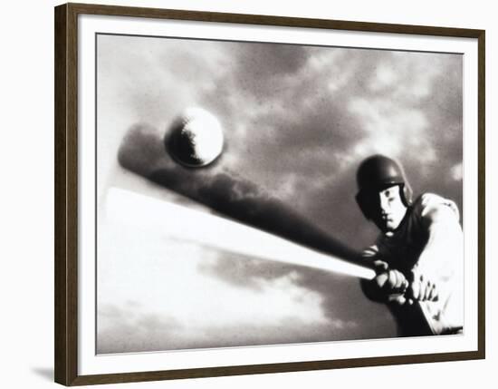 Low Angle View of a Baseball Player Swinging a Baseball Bat-null-Framed Photographic Print