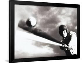 Low Angle View of a Baseball Player Swinging a Baseball Bat-null-Framed Photographic Print