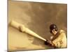 Low Angle View of a Baseball Player Swinging a Baseball Bat-null-Mounted Photographic Print