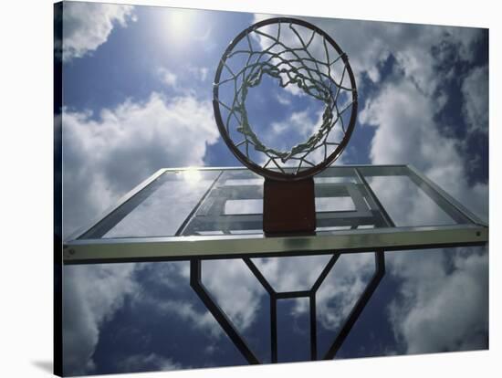 Low Angle View of a Basketball Net-null-Stretched Canvas