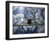 Low Angle View of a Basketball Net-null-Framed Premium Photographic Print