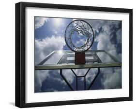 Low Angle View of a Basketball Net-null-Framed Photographic Print