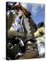 Low Angle View of a Biker on a Motorcycle-null-Stretched Canvas