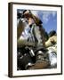 Low Angle View of a Biker on a Motorcycle-null-Framed Photographic Print