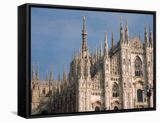 Low Angle View of a Cathedral, Duomo Di Milano, Milan, Lombardy, Italy-null-Framed Stretched Canvas