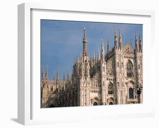 Low Angle View of a Cathedral, Duomo Di Milano, Milan, Lombardy, Italy-null-Framed Premium Photographic Print
