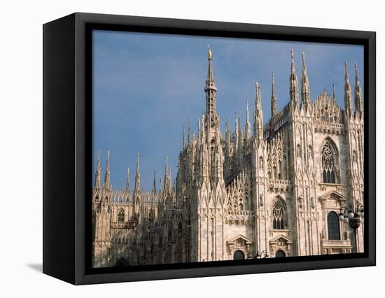 Low Angle View of a Cathedral, Duomo Di Milano, Milan, Lombardy, Italy-null-Framed Stretched Canvas